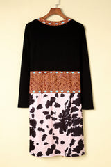 Black Western Pattern Cow Patchwork Open Front Cardigan Sweaters & Cardigans JT's Designer Fashion