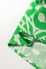 Green Floral Print Puff Half Sleeve V Neck Babydoll Dress Floral Dresses JT's Designer Fashion