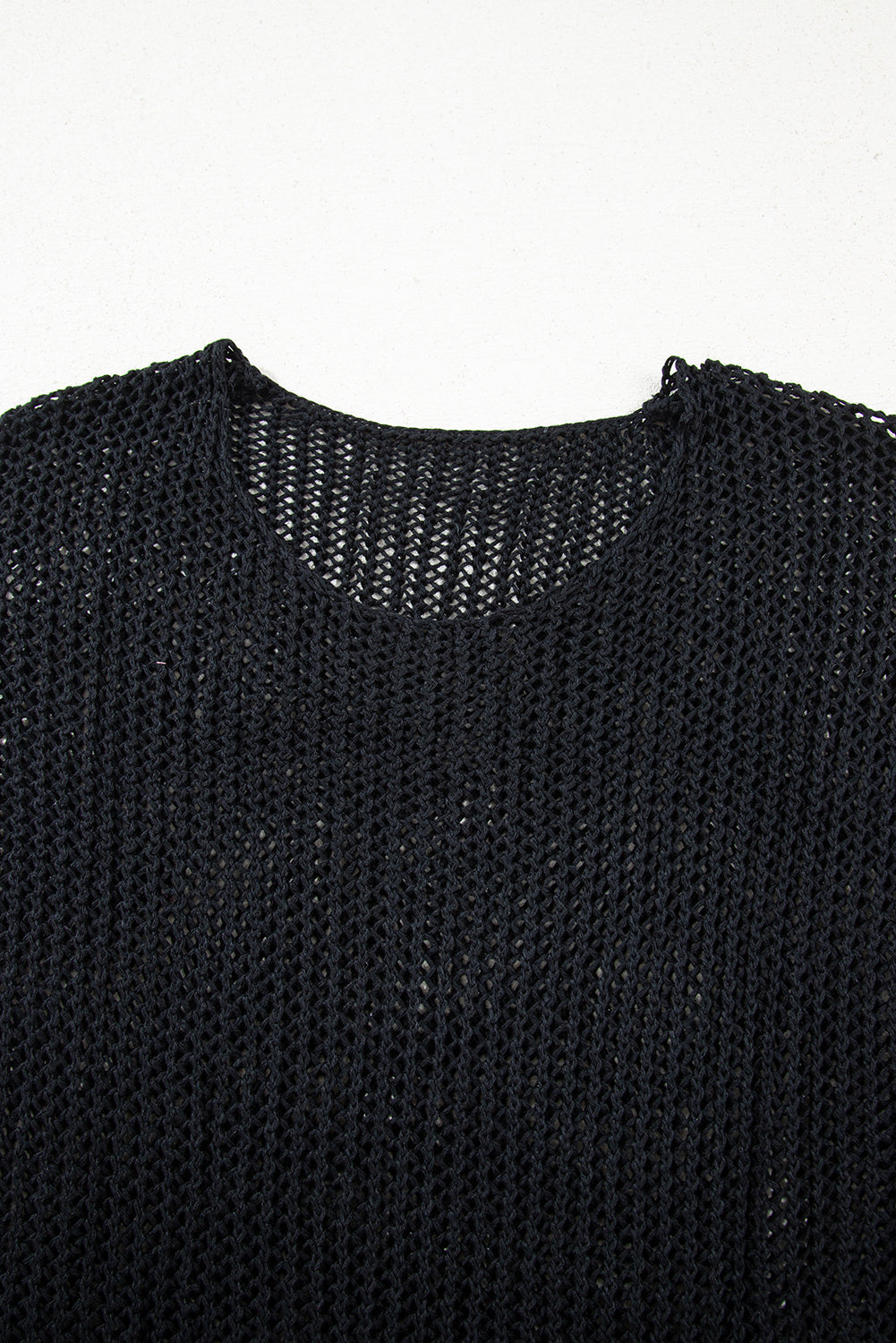Black Crochet Hollow-out Jumper Top Sweater Sweaters JT's Designer Fashion