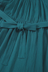 Skobeloff Frilled U Neck Puff Sleeve Belted Ruffle Hem Plus Size Midi Dress Plus Size Mini Dresses JT's Designer Fashion