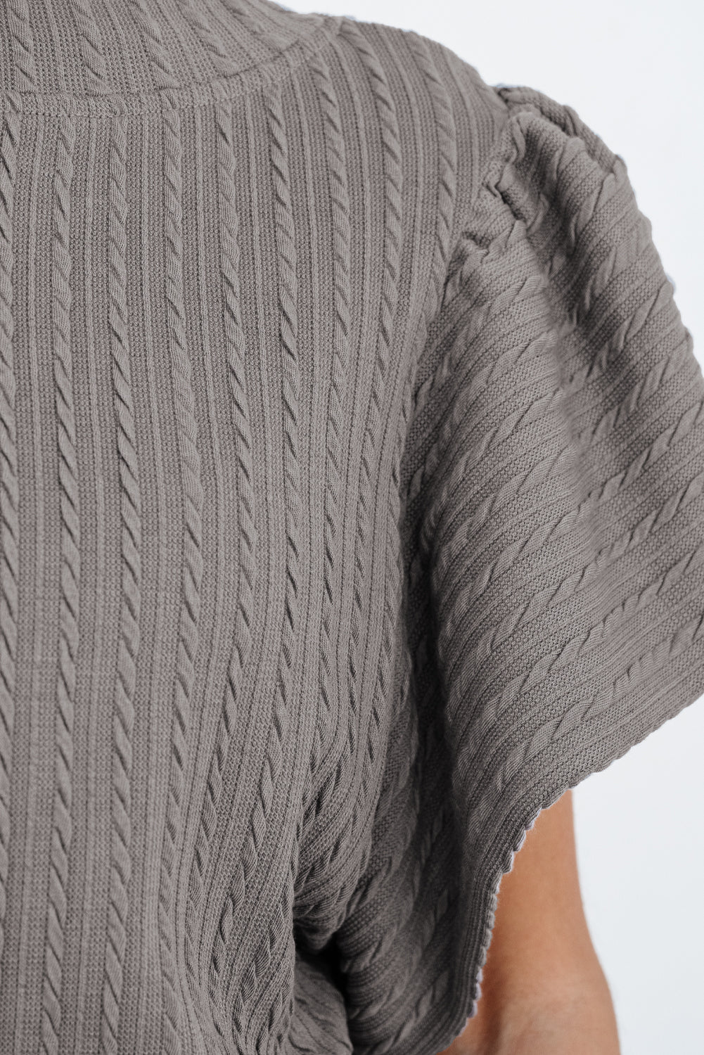 Sleet Solid Color Textured Flutter Sleeve Top Blouses & Shirts JT's Designer Fashion