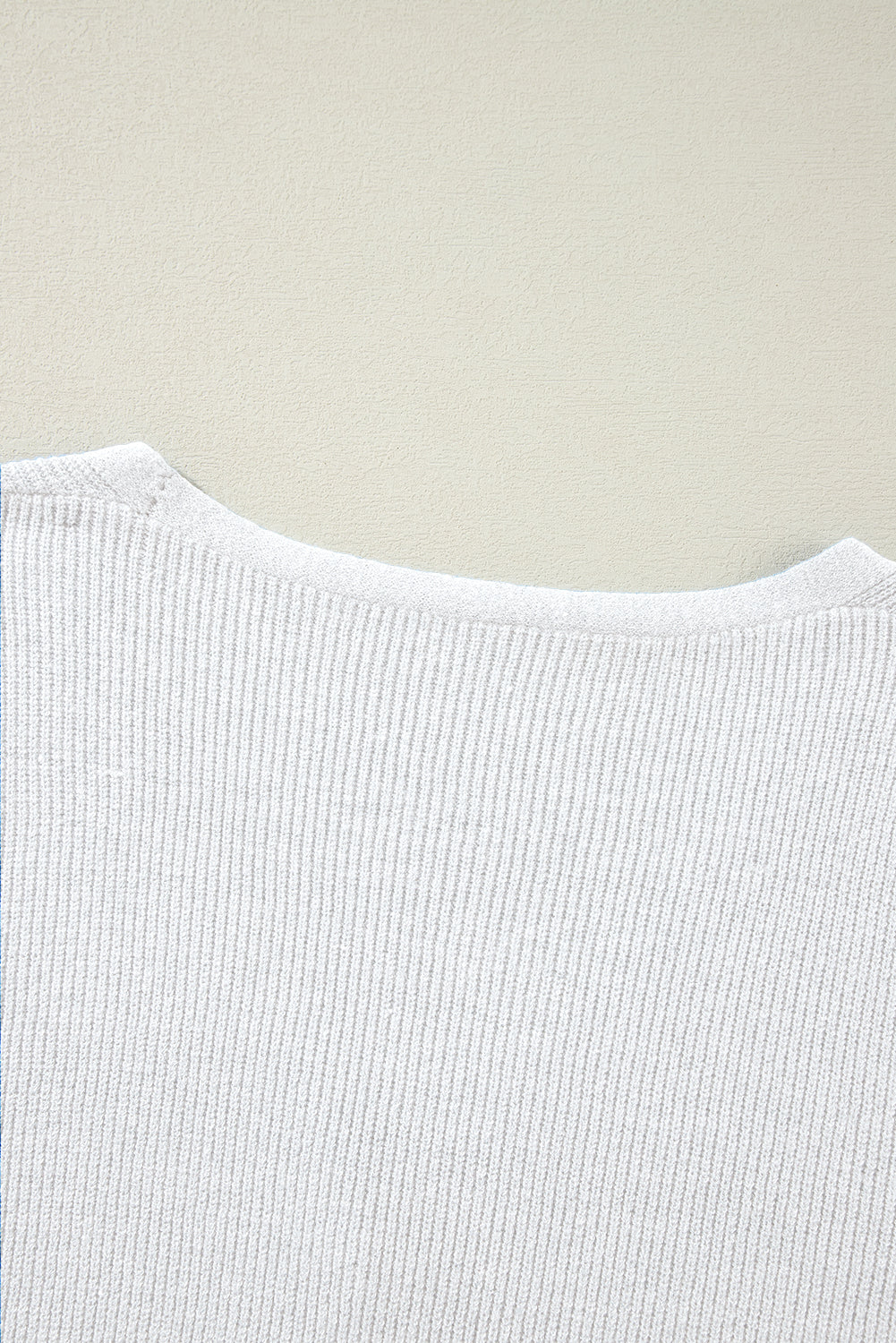 White Lightweight Ribbed Knit Button Front V Neck Cardigan Cardigans JT's Designer Fashion