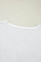 White Lightweight Ribbed Knit Button Front V Neck Cardigan Cardigans JT's Designer Fashion