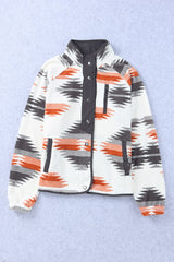 Gray Western Aztec Snap Buttoned Fleece Jacket Jackets JT's Designer Fashion