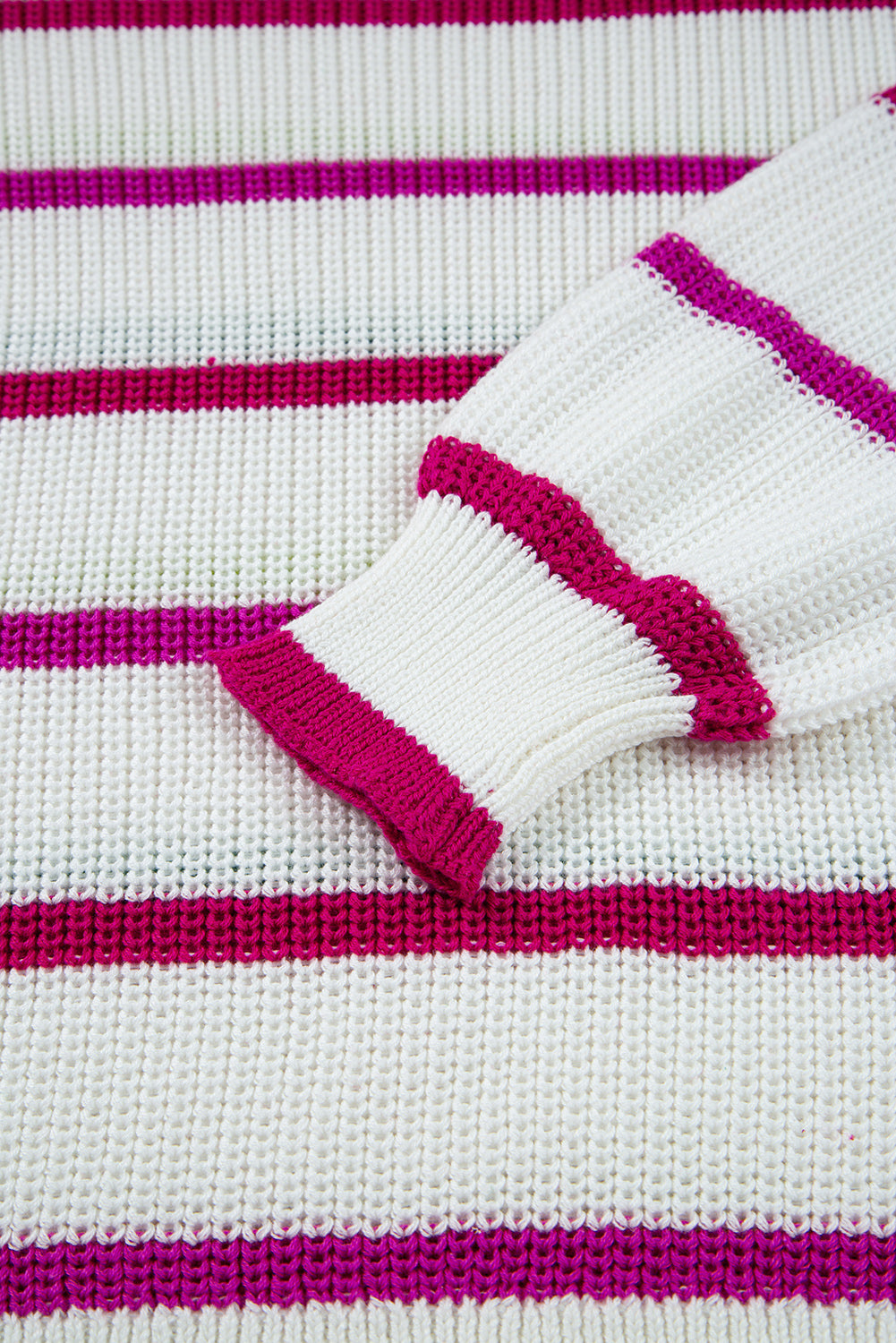 White Colorful Striped Drop Shoulder Crew Neck Sweater Sweaters JT's Designer Fashion