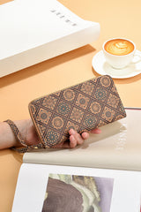 Brown Western Pattern Print Wristlet PU Leather Wallet Handbags JT's Designer Fashion