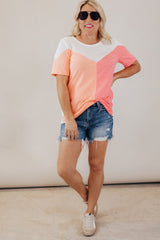 White Plus Size Colorblock Waffle Knit Tee Plus Size JT's Designer Fashion