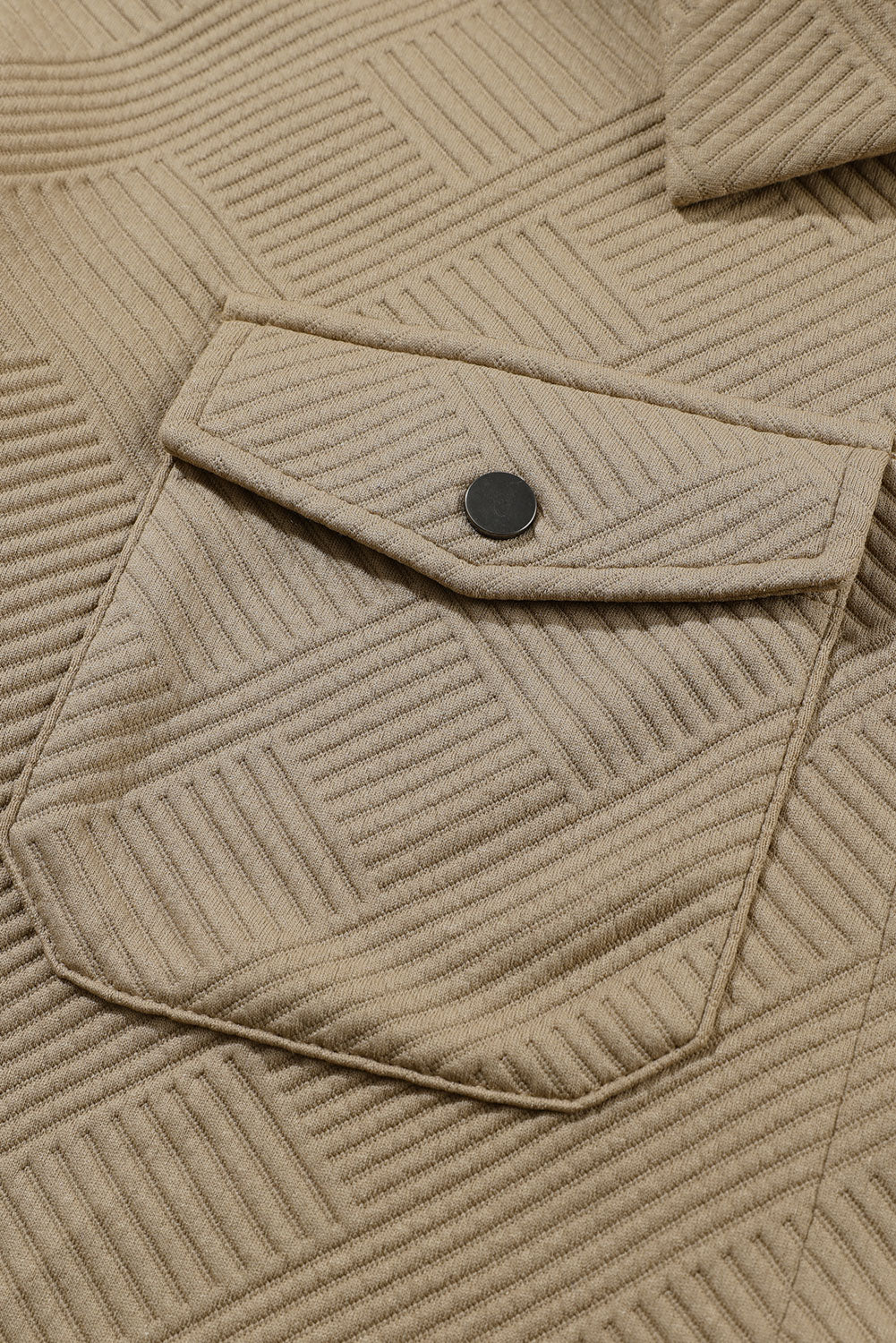 Khaki Solid Textured Flap Pocket Buttoned Shacket Jackets JT's Designer Fashion