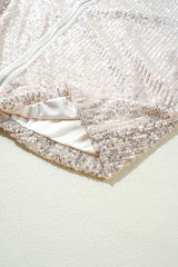 Apricot Sequin Zip up Round Neck Long Sleeve Jacket Jackets JT's Designer Fashion