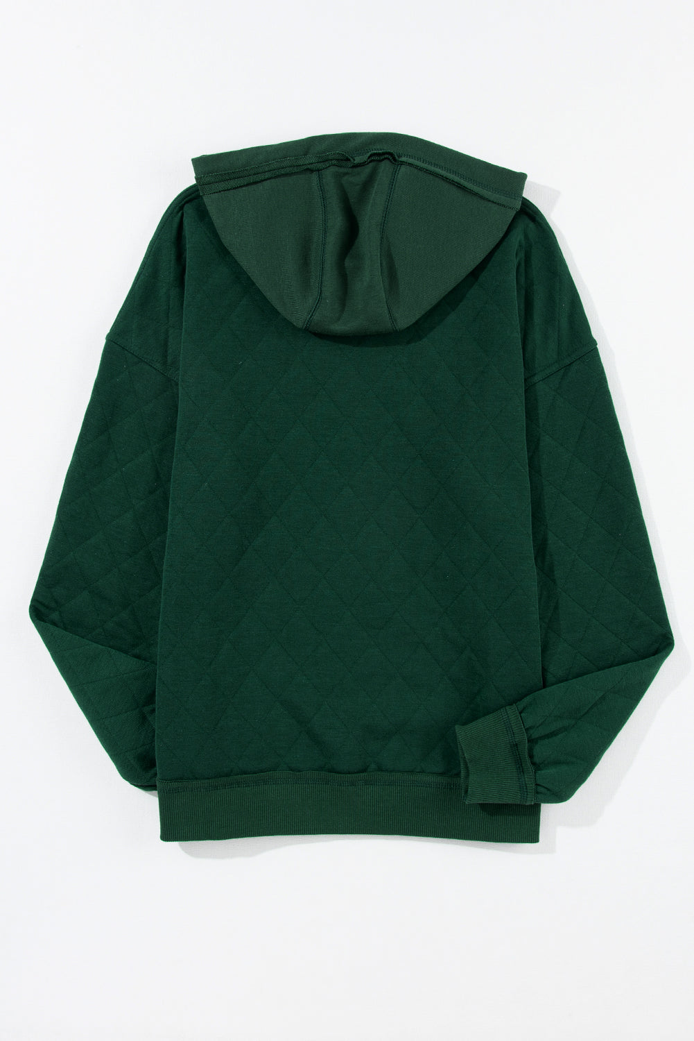 Blackish Green Quilted Patchwork Exposed Seam Hoodie Sweatshirts & Hoodies JT's Designer Fashion
