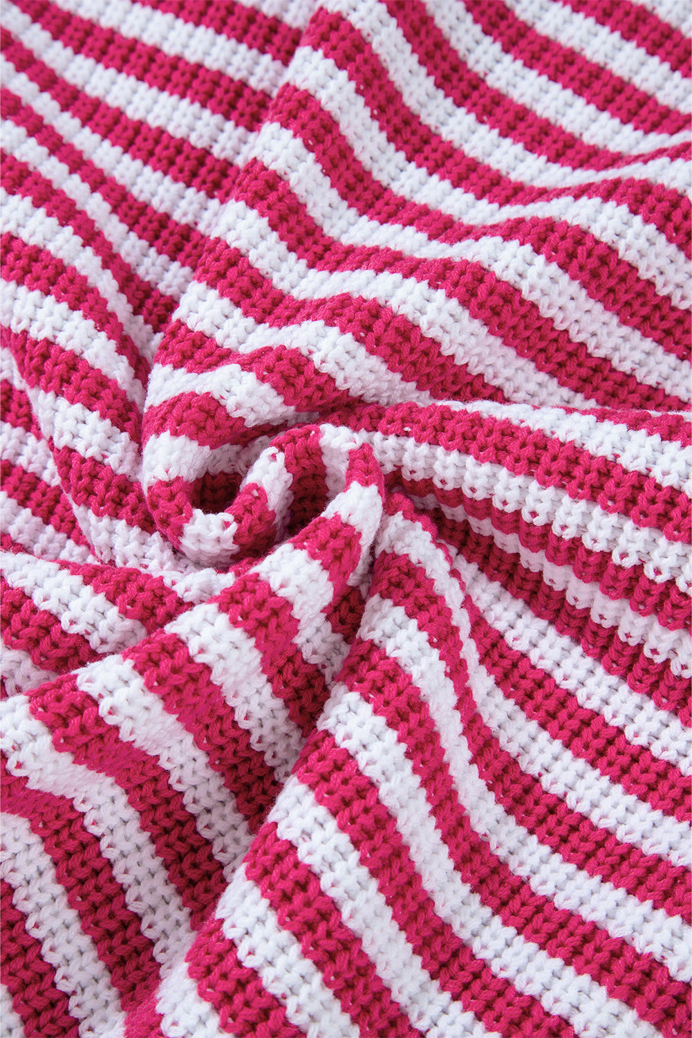 Pink Stripe Zip up Collar Drop Shoulder Sweater Sweaters JT's Designer Fashion