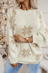 White Snowflake Christmas Tunic Sweater Sweaters JT's Designer Fashion