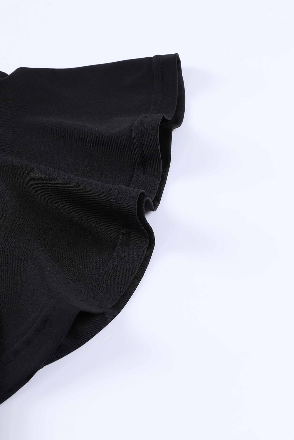 Black Ruffled Sleeve Wrap V Neck Midi Dress Midi Dresses JT's Designer Fashion