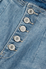 Dusk Blue Multi Buttons Medium Wash Straight Loose Leg Jeans Jeans JT's Designer Fashion