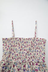Multicolour Bohemian Ditsy Floral Smocked Fit Flare Sundress Floral Dresses JT's Designer Fashion