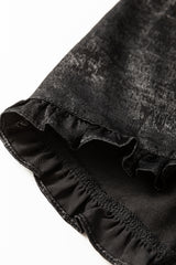Black Metallic Frilled V Neck Puff Sleeve Babydoll Blouse Blouses & Shirts JT's Designer Fashion