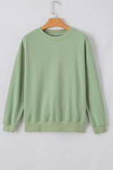 Smoke Green Plain Drop Shoulder Crewneck Pullover Sweatshirt Sweatshirts & Hoodies JT's Designer Fashion