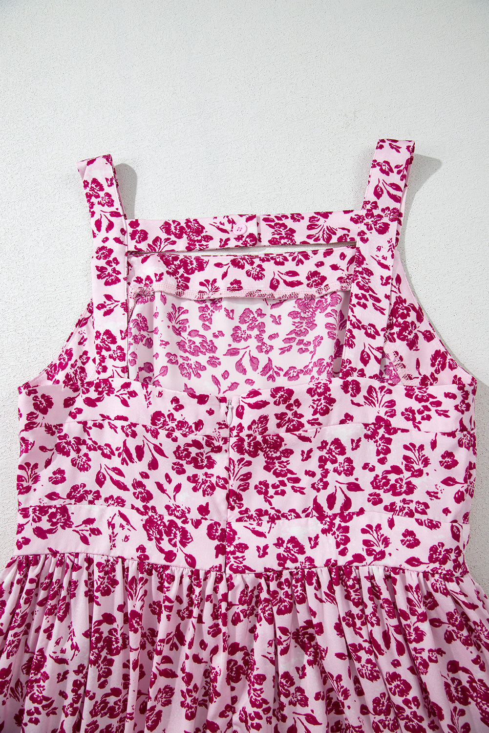 Pink Floral Cutout Back Empire Waist Sleeveless Long Dress Maxi Dresses JT's Designer Fashion