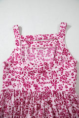 Pink Floral Cutout Back Empire Waist Sleeveless Long Dress Maxi Dresses JT's Designer Fashion