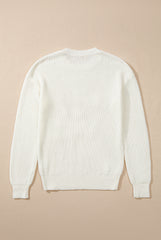 White Striped Merry Bright Letter Christmas Sweater Sweaters JT's Designer Fashion