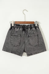 High-rise Drawstring High Waist Casual Denim Shorts with Pockets Denim Shorts JT's Designer Fashion