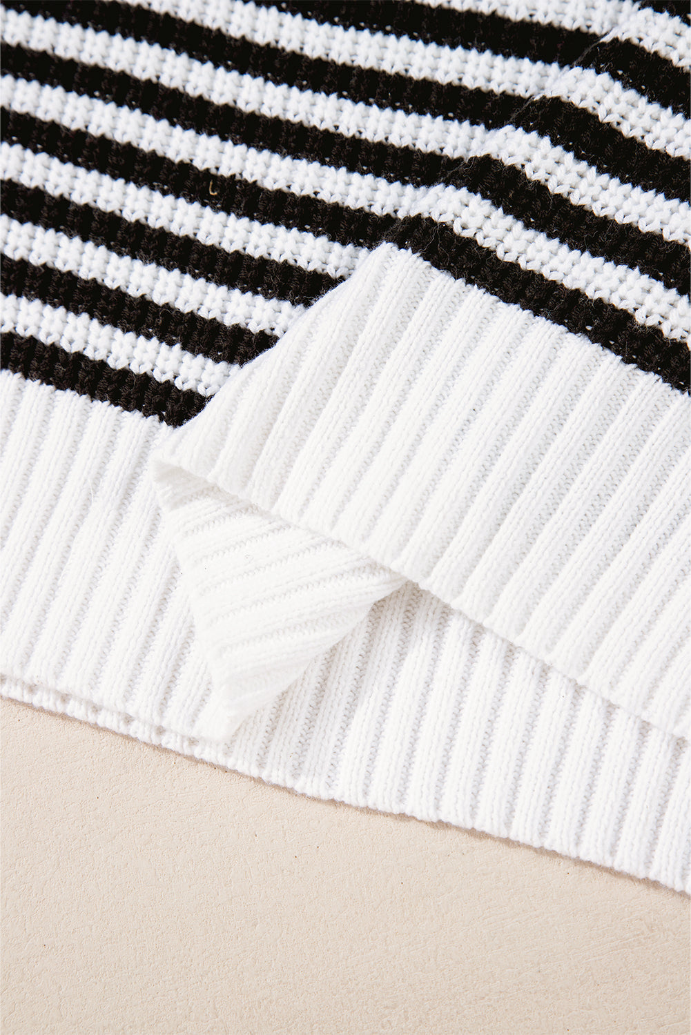Black Stripe Zip up Collar Drop Shoulder Sweater Sweaters JT's Designer Fashion
