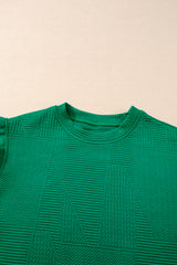 Dark Green Textured Ruffle Split Top and Drawstring Shorts Short Sets JT's Designer Fashion