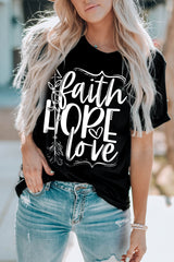 Black Faith Hope Love Graphic T Shirt Graphic Tees JT's Designer Fashion
