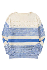 Light Blue Open Stitch Puff Sleeve Sweater Sweaters JT's Designer Fashion