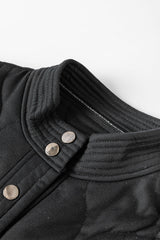 Black Solid Color Quilted Snap Button Jacket Jackets JT's Designer Fashion