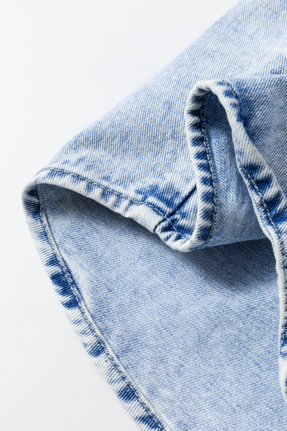 Mist Blue Oversized Contrast Hooded Denim Jacket Denim Jackets JT's Designer Fashion
