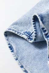 Mist Blue Oversized Contrast Hooded Denim Jacket Denim Jackets JT's Designer Fashion