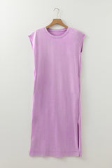 Wisteria Mineral Wash Pocketed T-shirt Long Dress T Shirt Dresses JT's Designer Fashion