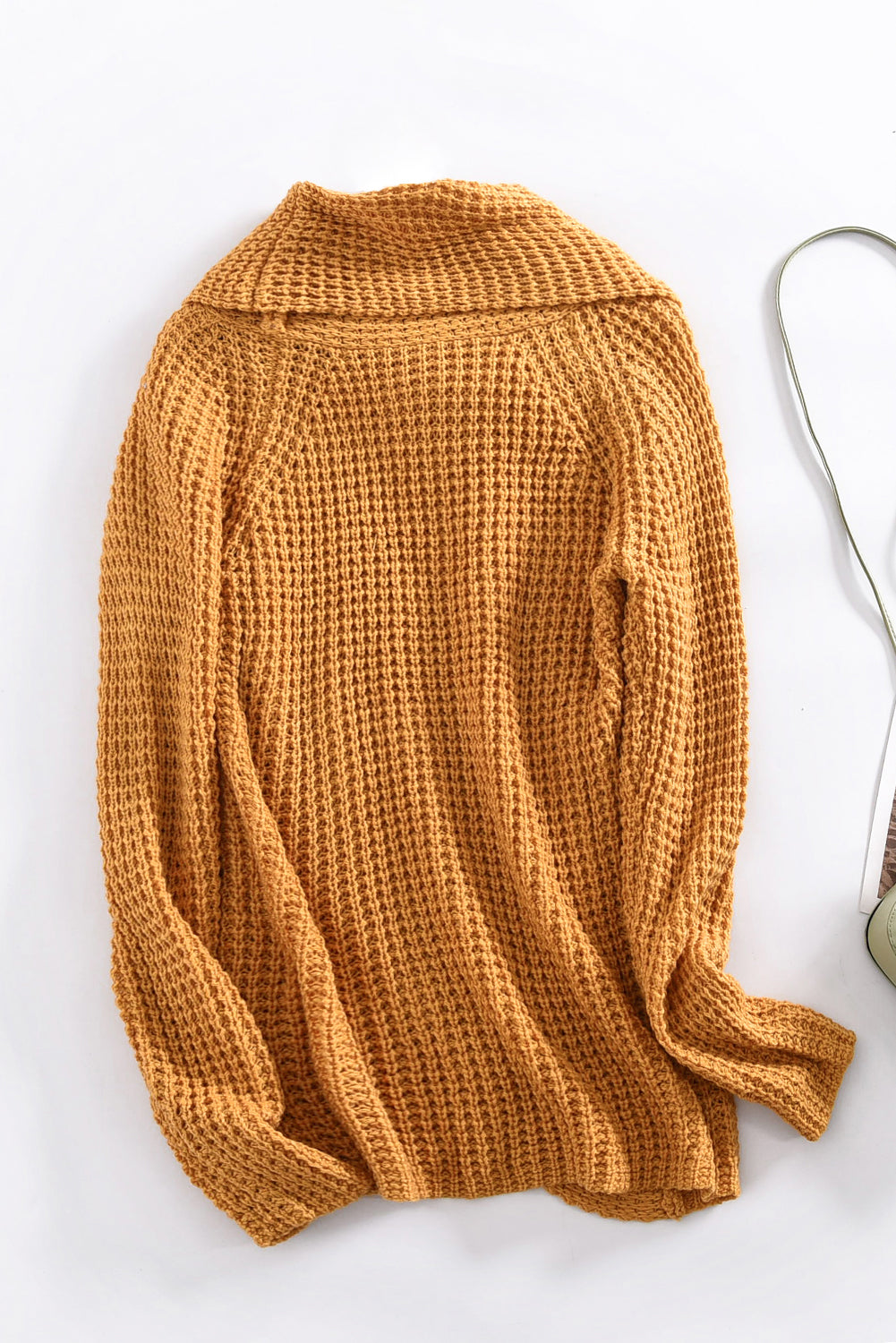 Mustard Buttoned Wrap Turtleneck Sweater Sweaters & Cardigans JT's Designer Fashion