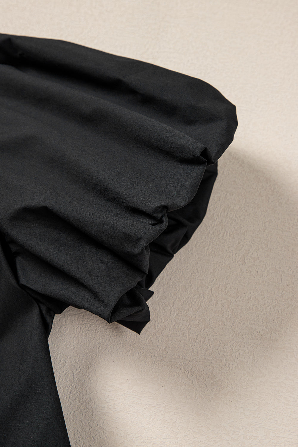 Black Shirt Style Button Down Puff Sleeve Ruffle Hem Dress Mini Dresses JT's Designer Fashion