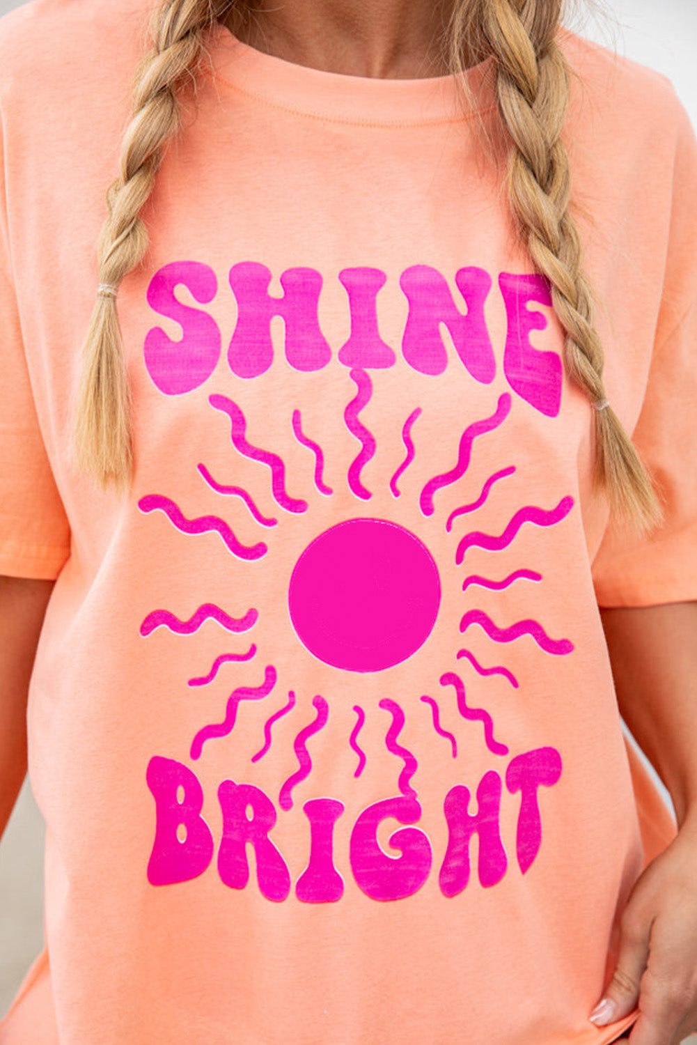 Pink SHINE BRIGHT Graphic Casual Tee Graphic Tees JT's Designer Fashion