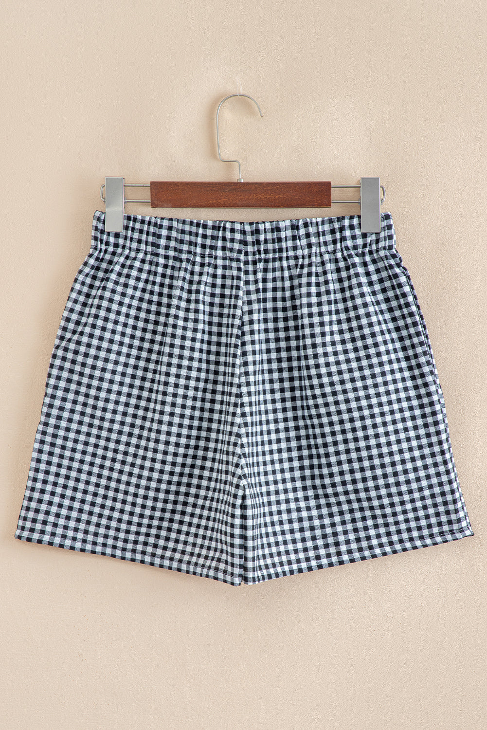 Black Gingham Printed High Waist Shorts Casual Shorts JT's Designer Fashion