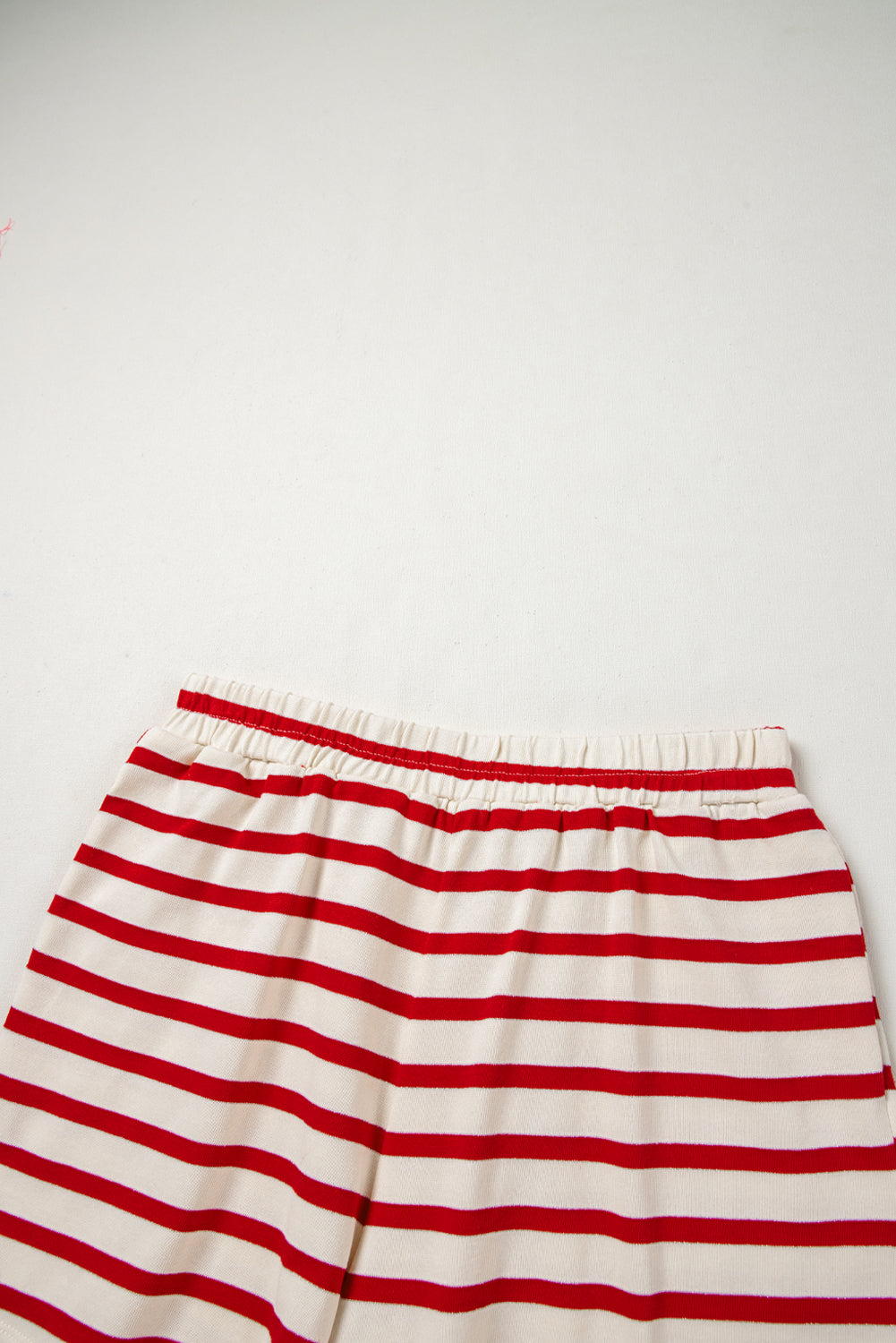 Red Stripe Lace-up Front Top and High Waist Shorts Set Short Sets JT's Designer Fashion