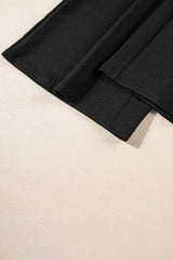 Black Plus Ruffled Sleeve Quarter Zip Top Wide Leg Pants Set Plus Size Bottoms JT's Designer Fashion