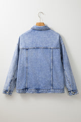 Beau Blue Vintage Washed Flap Pockets Denim Jacket Denim Jackets JT's Designer Fashion