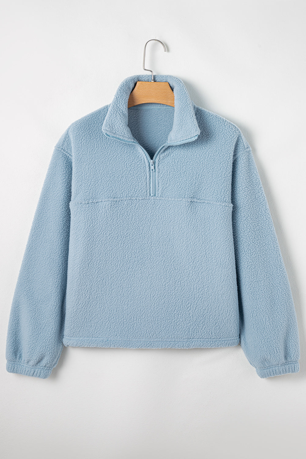 Myosotis Collared Zipper Drop Shoulder Fleece Sweatshirt Sweatshirts & Hoodies JT's Designer Fashion