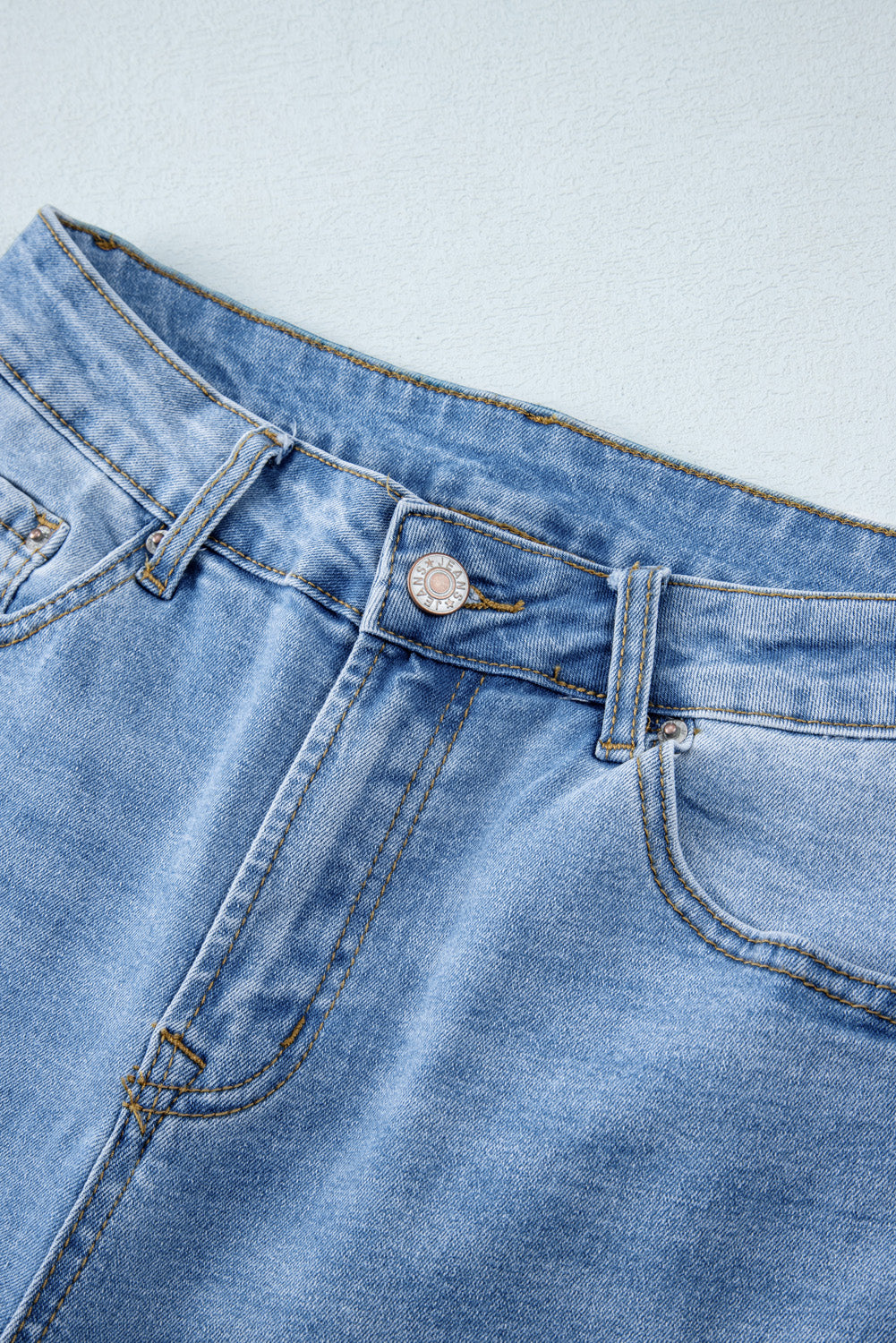 Dusk Blue Raw Hem Straight Leg Loose High Waist Jeans Jeans JT's Designer Fashion