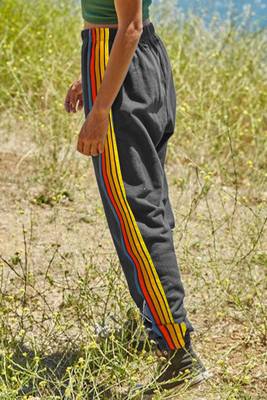 Dark Grey Counting Rainbows High Waist Sweatpants Pants & Culotte JT's Designer Fashion