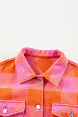 Orange Plaid Chest Pockets Button-up Turn Down Collar Jacket Jackets JT's Designer Fashion
