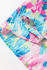 Sky Blue Floral Allover Print Shirred Square Neck Plus Size Maxi Dress Plus Size Maxi Dresses JT's Designer Fashion