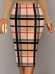 Plus Size Plaid Long Sleeve Mini Dress Bodycon Dresses JT's Designer Fashion