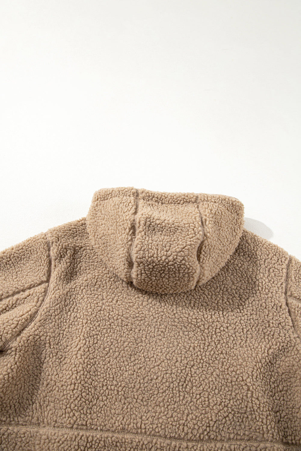 Pale Khaki Fleece Zip Up Drawstring Hooded Pocketed Jacket Jackets JT's Designer Fashion