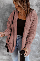 Pink Pink Soft Fleece Hooded Open Front Jacket Jackets JT's Designer Fashion