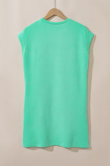 Mint Green Textured Cap Sleeve T Shirt Dress T Shirt Dresses JT's Designer Fashion