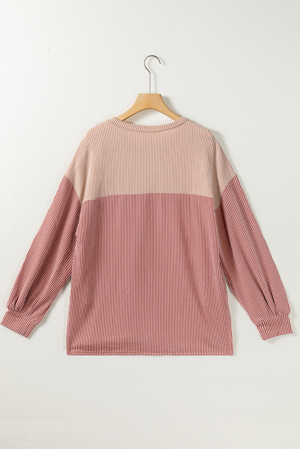 Printed Floral Contrast Colorblock Ribbed Top Long Sleeve Tops JT's Designer Fashion